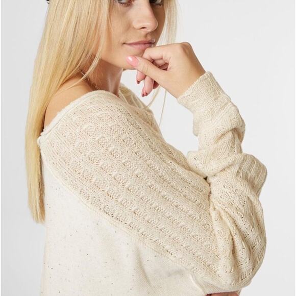 FREE PEOPLE My Girl Oversized Tunic Sweater Ecru Ivory Sz M NWT {LL20} - Picture 2 of 6